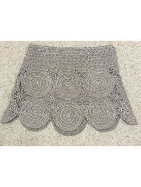 Simon Miller Metallic Silver Crochet Mini Skirt